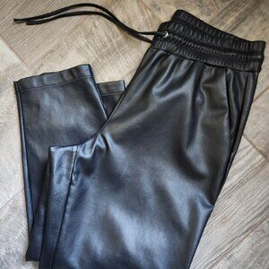 LOFT Petite Faux Leather Draw String Joggers